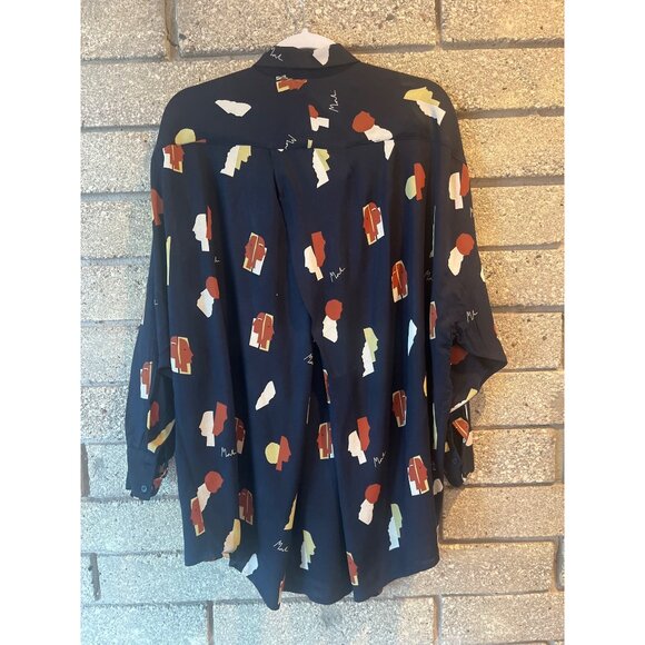 Monki Oversized Shirt in Face Print Sz M - Picture 7 of 10